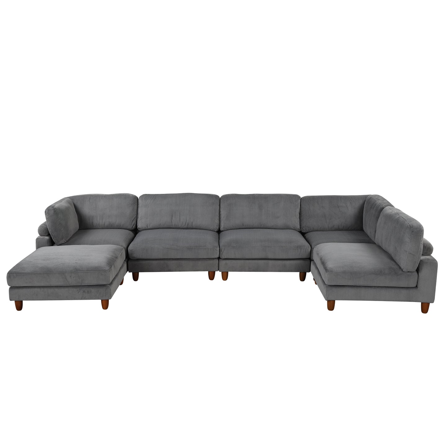 Modular Sectional Sofa with Ottoman - 6-Seater