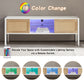 Modern TV Cabinet with Color-Changing LED Light Strip, Double Sliding Doors, Adjustable Shelf, and Metal Legs For up to 50" TV's