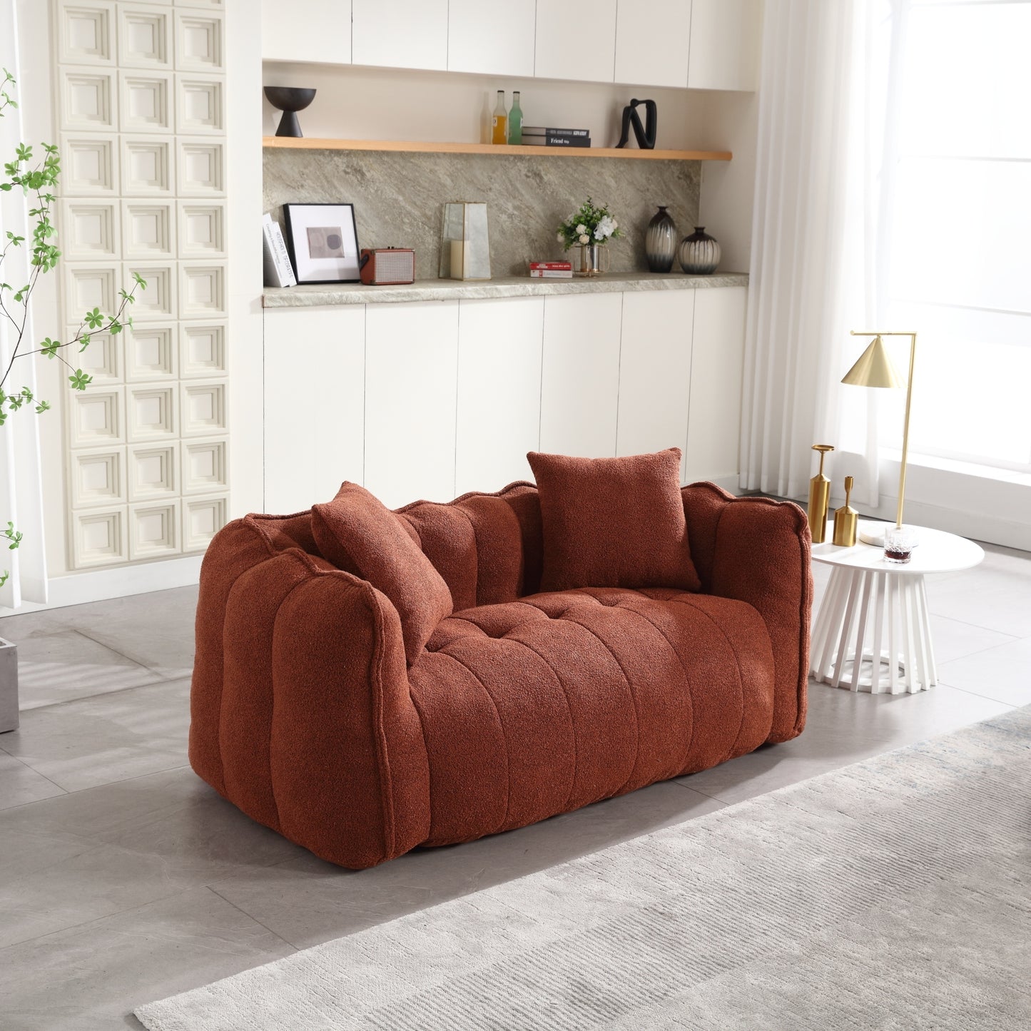 Soft beanbag chair with high resilience foam core for two people. The comfortable square recliner sofa is ideal for family members and friends engaged in games, reading, watching TV