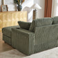 Corduroy 3-Seater Sofa With A Ottoman, 2 Storage  & Cup Holder