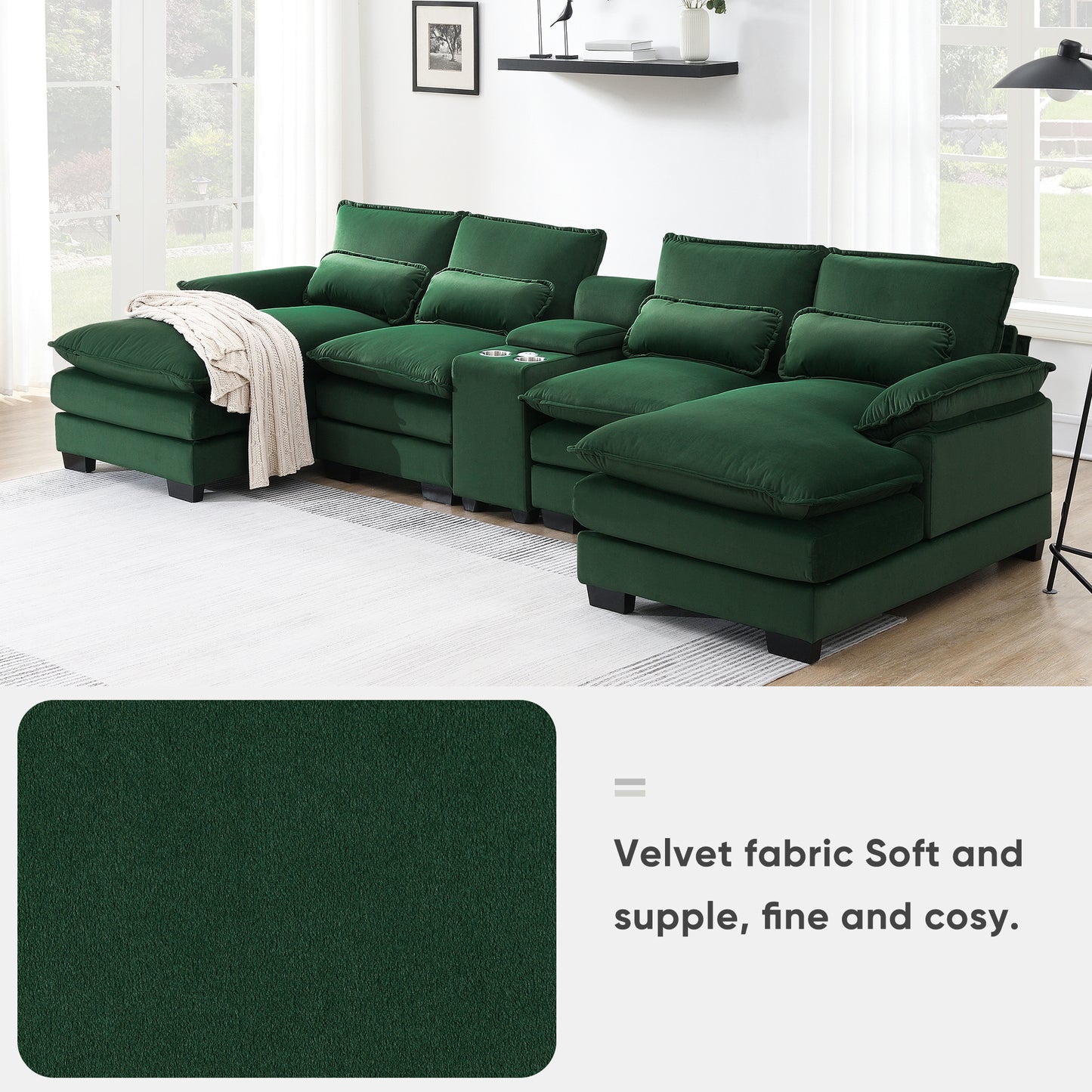 Modern U-shaped Sofa with Console