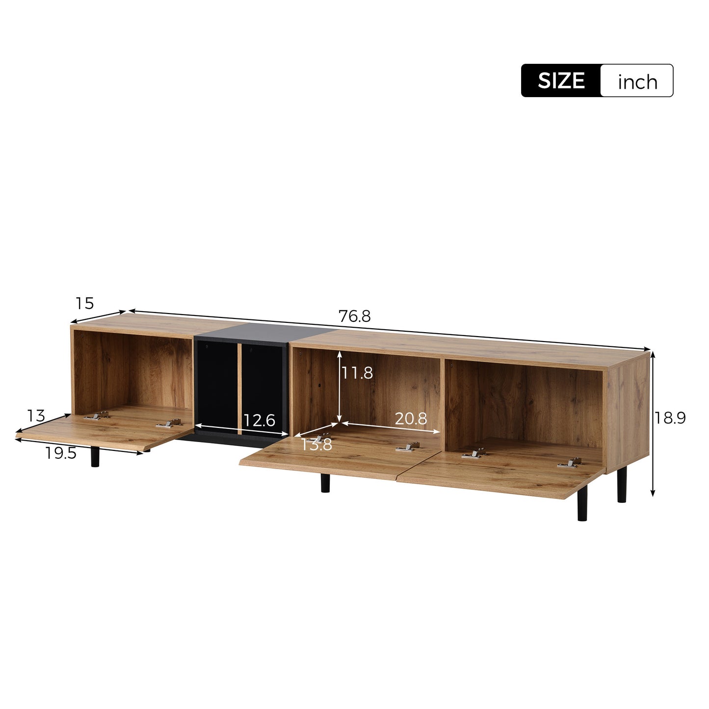 Modern TV Stand with 3 Doors For up To 80'' TV's