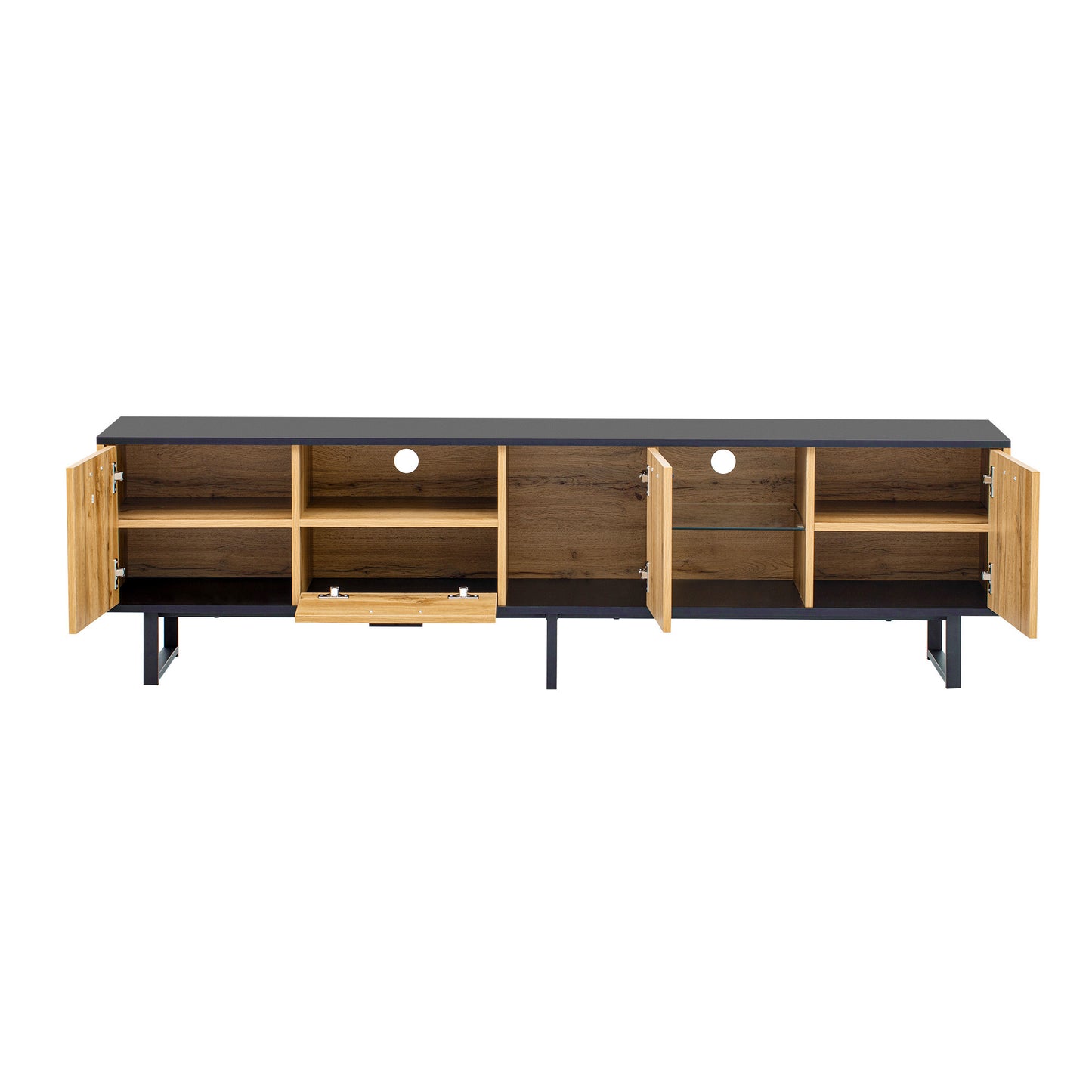 Modern TV Stand with 4 Cabinets & Open Shelves, for up to 80'' TV's