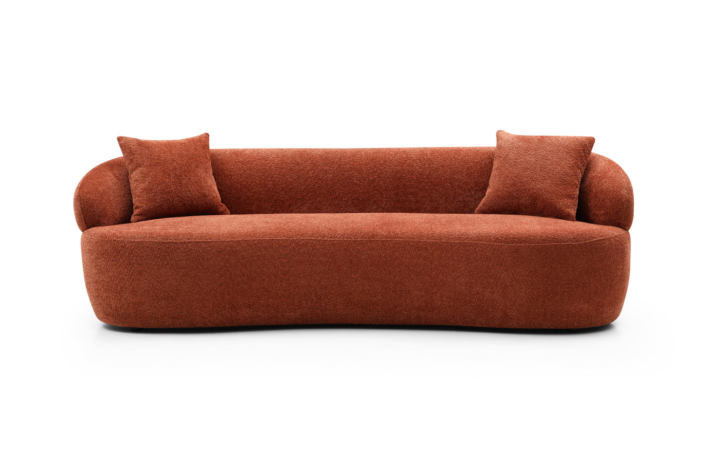 Mid Century Modern Curved Sofa, (Orange)