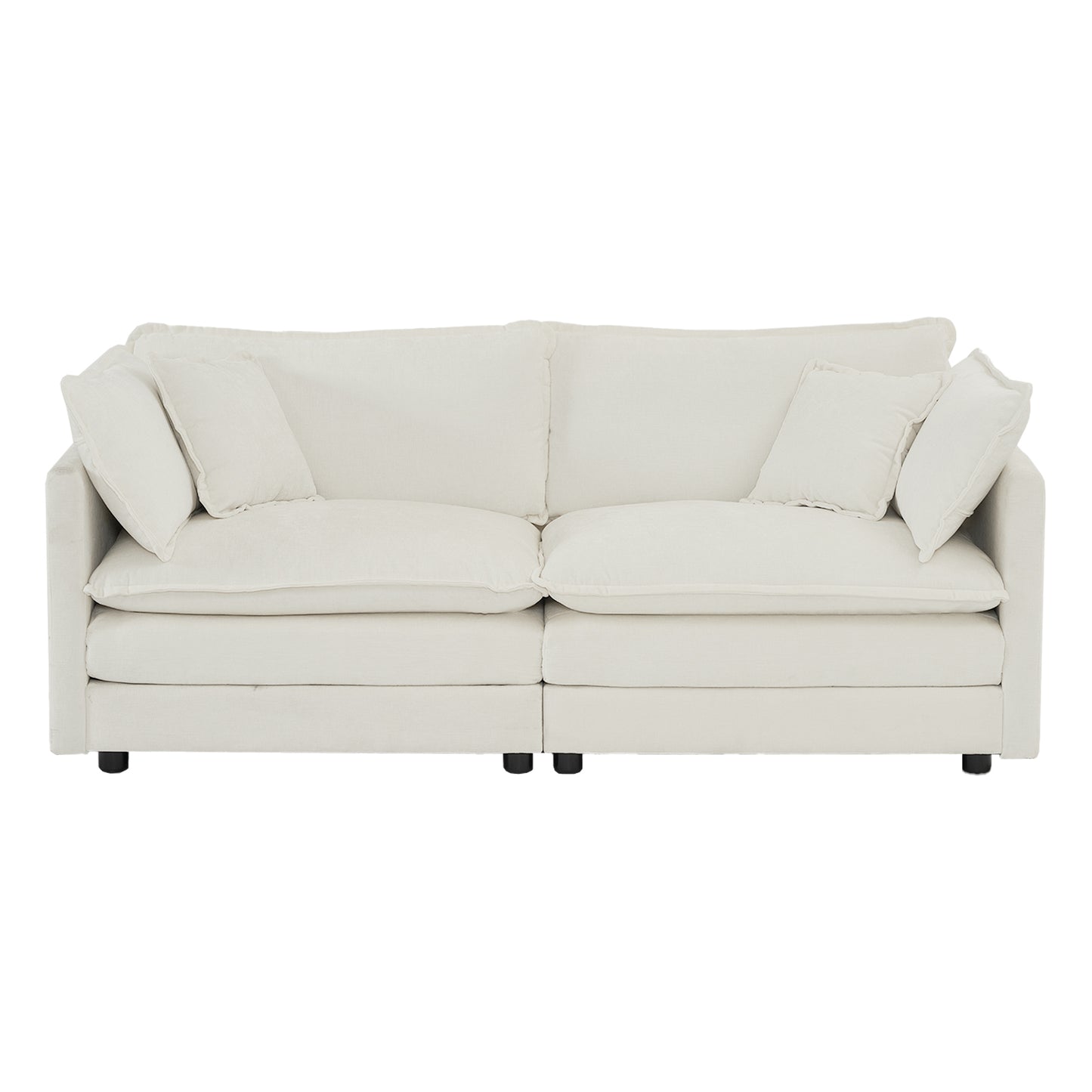 Sofa Set of 2 Chenille Couch, 2+3 Seater Sofa Set Deep Seat Sofa, Modern Sofa Set for Living Room, White Chenille