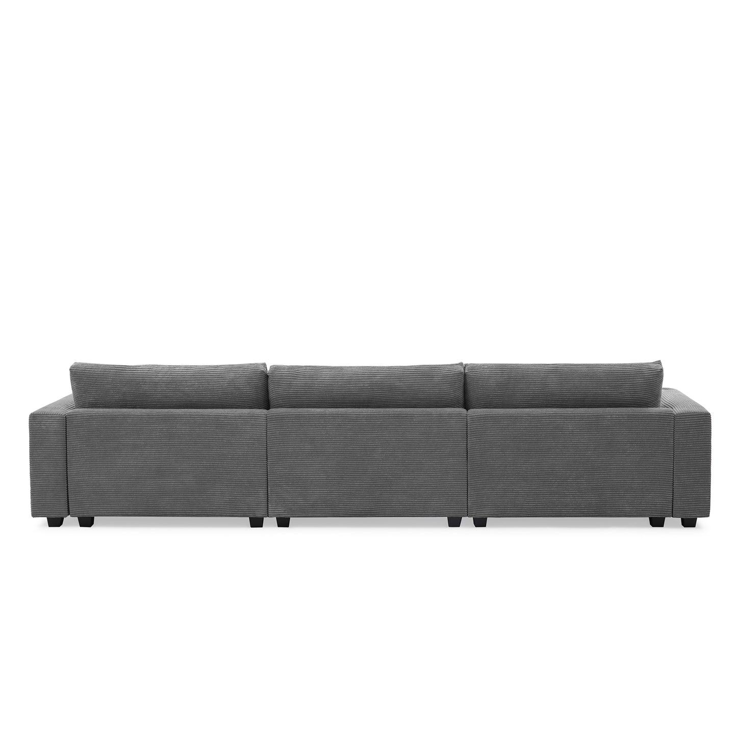 Oversized Corduroy L-Shaped Sectional Sofa with USB Ports & Cup Holders