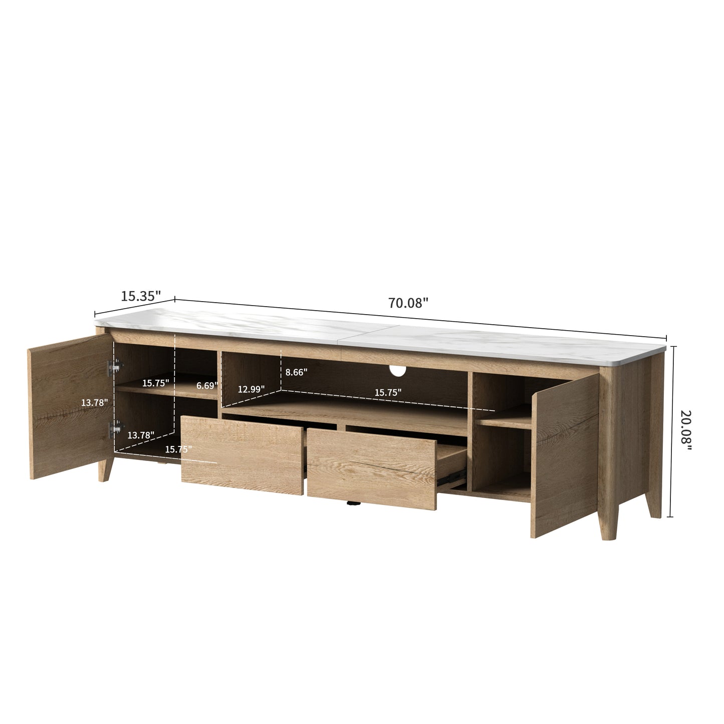 Modern Entertainment Center with LED Lights & Storage,  for Up to 75" TV's