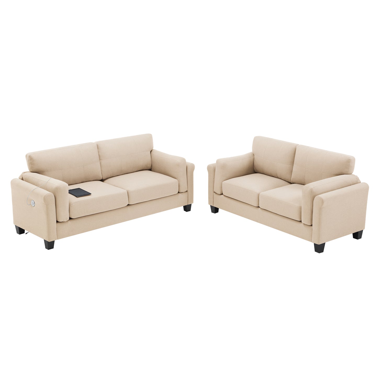 Oversized Modern 2-Piece Sofa Set Couch and Loveseat