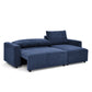 Modular L Shaped Corduroy Upholstered 3 Seater Sofa Bed with Storage, Blue