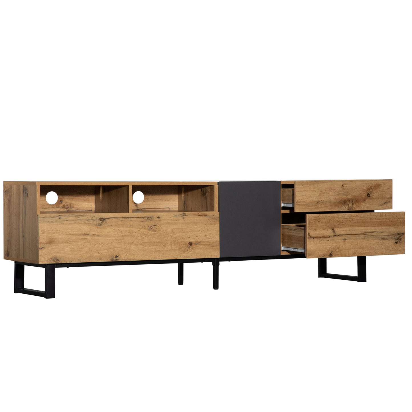 Modern TV Stand with Double Storage and Drop-Down Doors For up to 80'' TV's