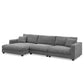 Oversized Corduroy L-Shaped Sectional Sofa with USB Ports & Cup Holders