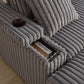 Corduroy 3-Seater Gray Sofa with Ottoman, Storage, & Cup Holders