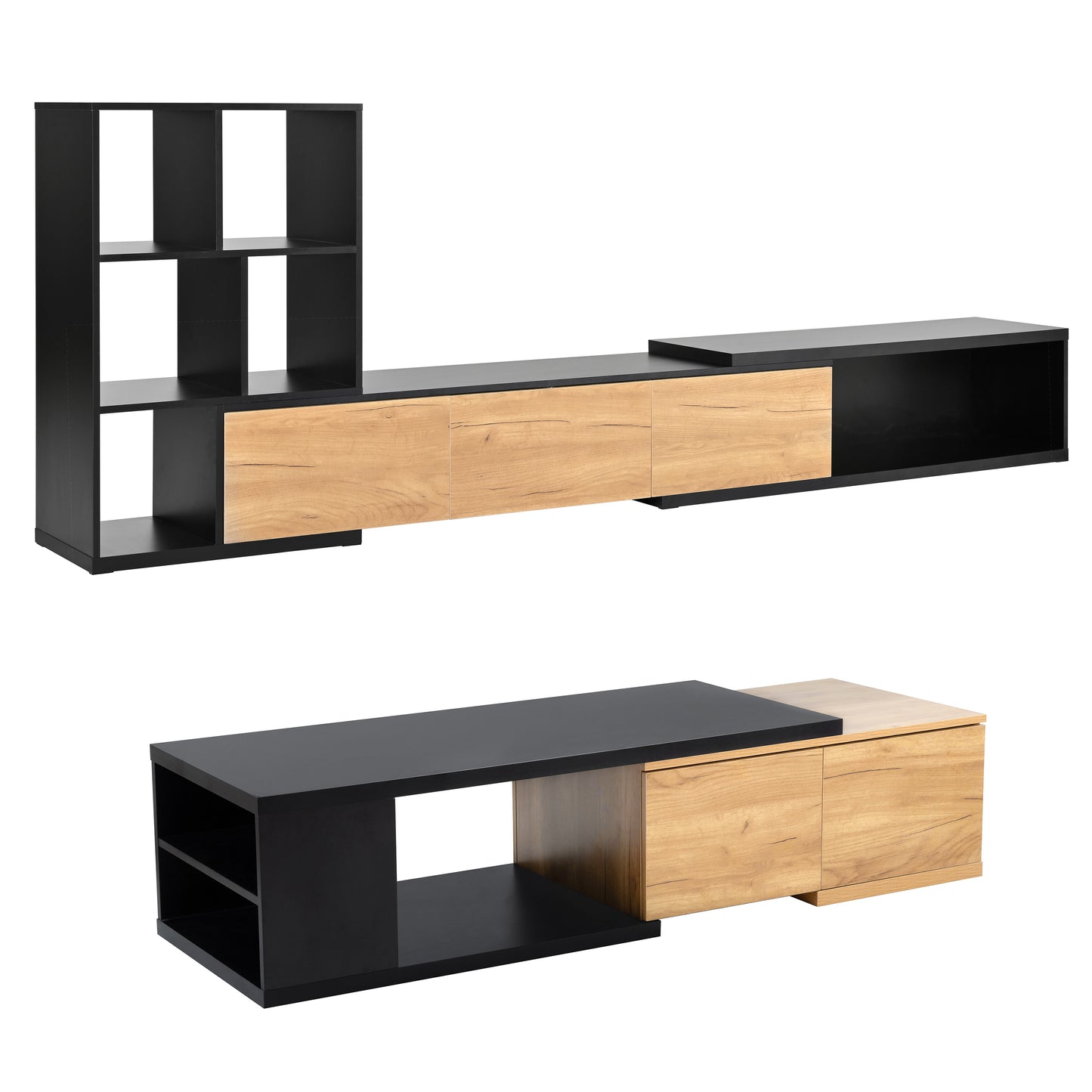 Extendable TV Stand and Coffee Table, Set of 2, For up to 110'' TV's