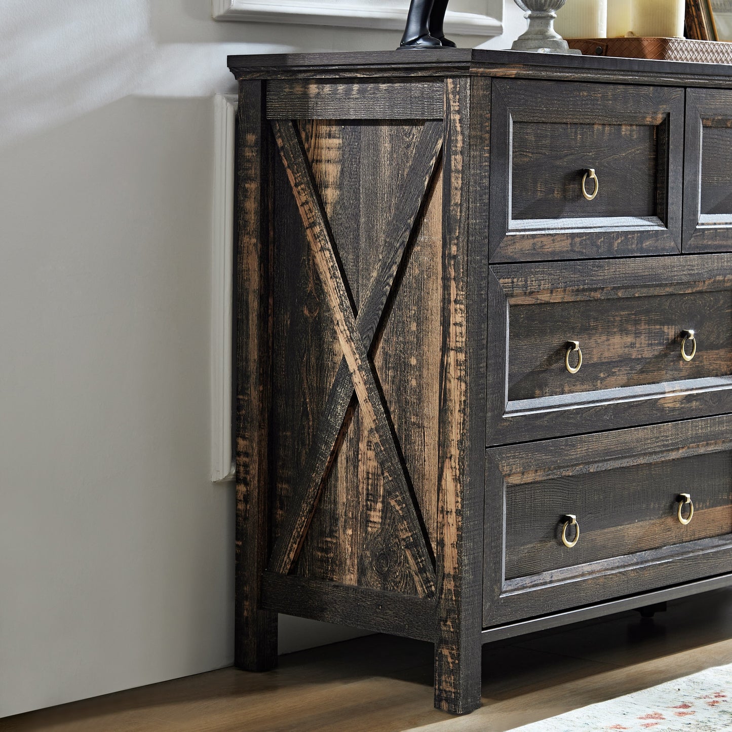 Farmhouse 7 Drawers Dresser - Rustic Wood Organizer