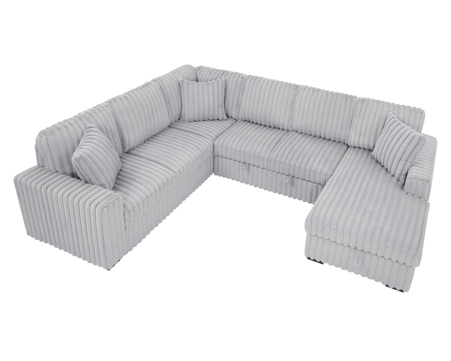 Oversized Corduroy Sectional With USB Charging Ports