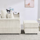 Corduroy Armchair & Ottoman Set - Plush Comfort with Cup Holder & Storage