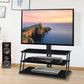 Black Multi-Function Angle And Height Adjustable Tempered Glass  TV Stand for up to 79" TV's