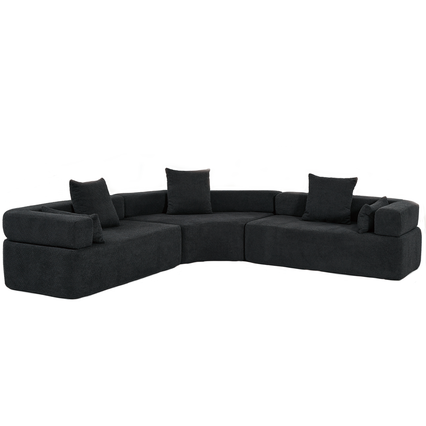 Oversized Semicircular Modular Sofa, Black