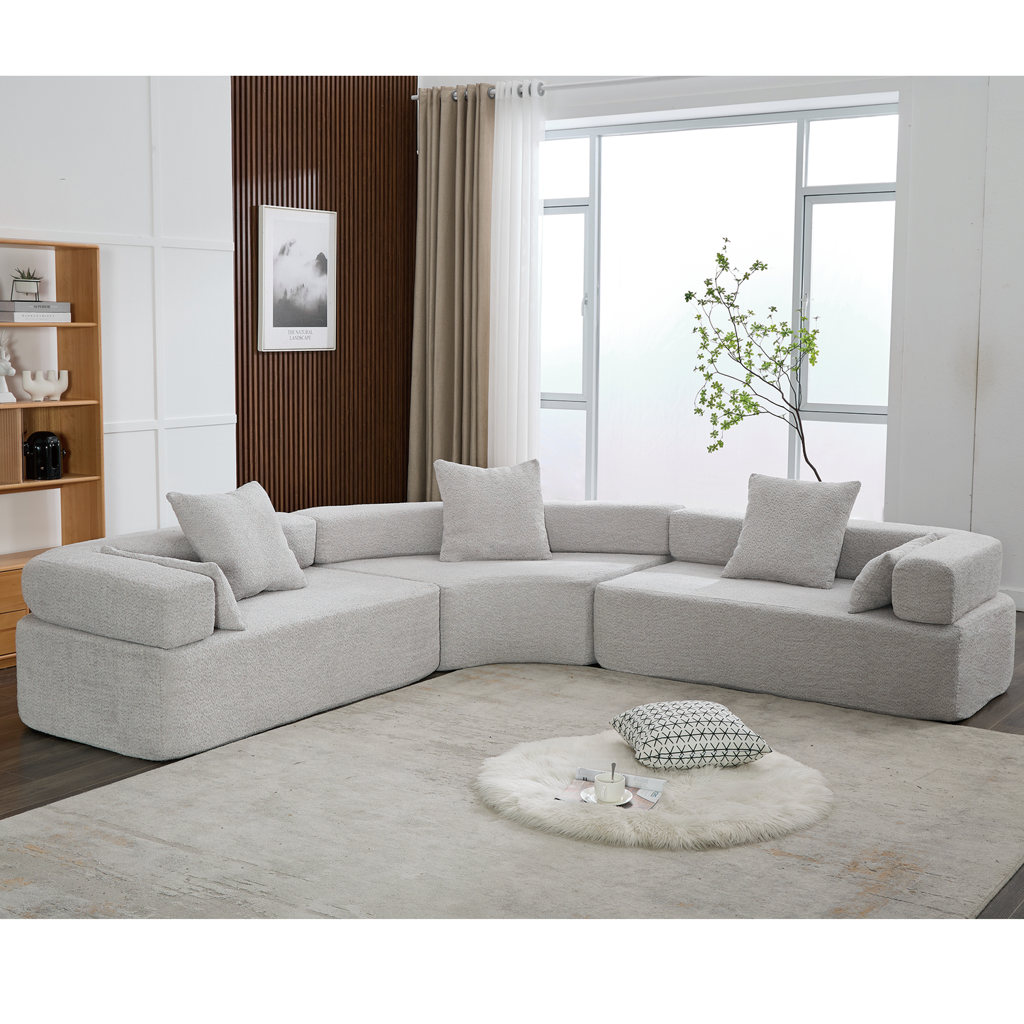 Oversized Semicircular Modular Sofa, Grey