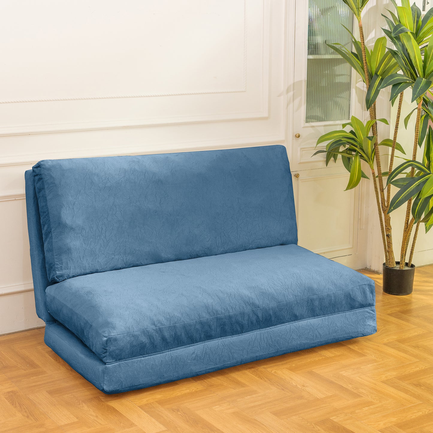 Large Folding Mattress Sofa Bean Bag Bed, Blue