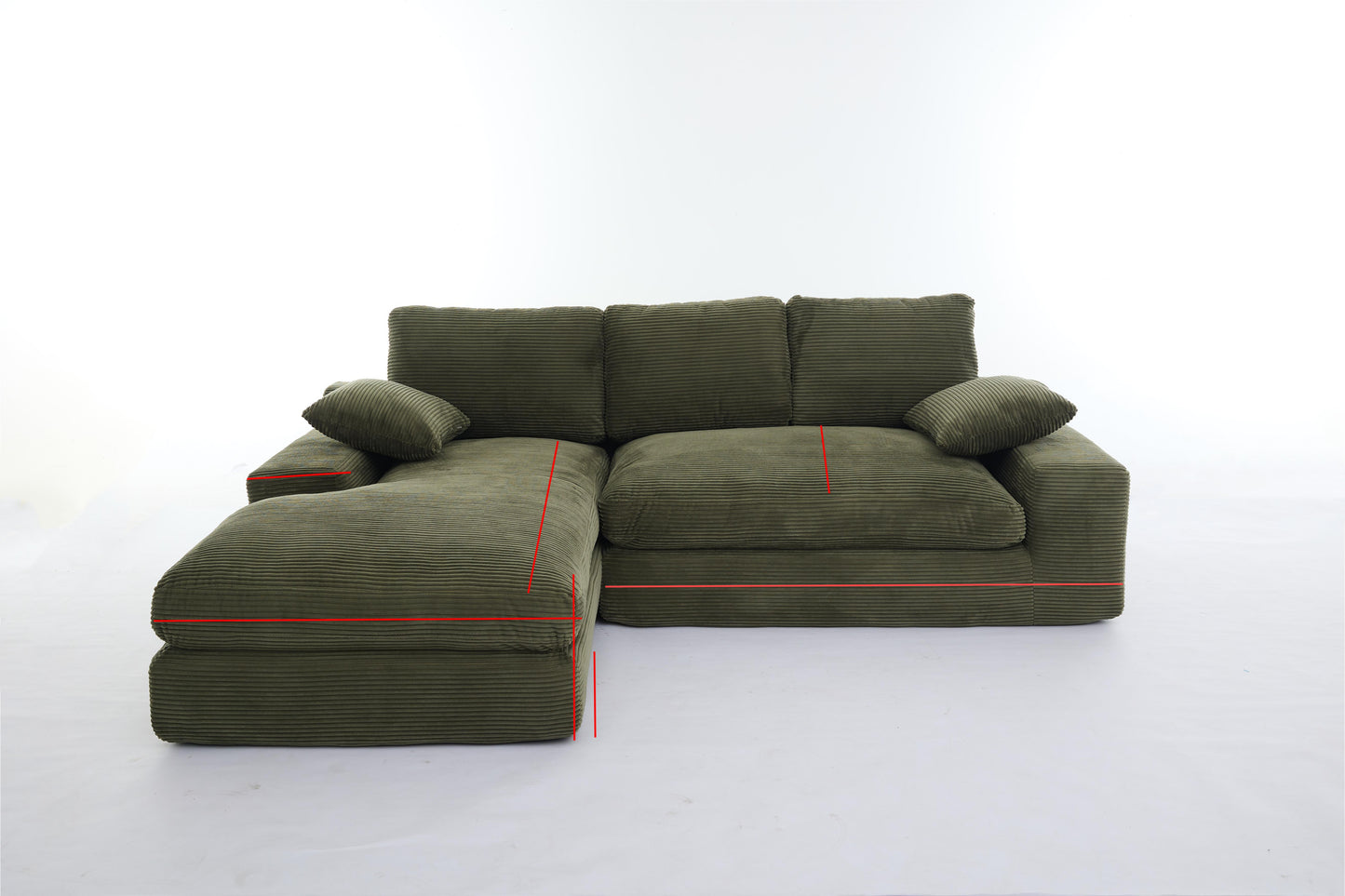 Corduroy Modular L-Shaped Sectional, Army Green