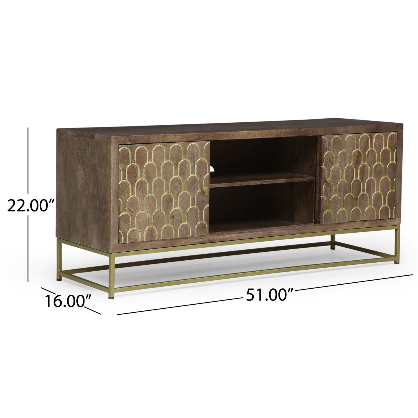 Walnut & Gold TV Stand For up to 53" TV's