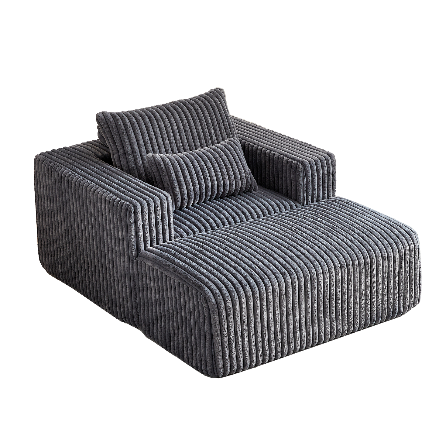 Corduroy Lounge Chair & Footrest – Fluffy Sleeper Sofa for Modern Comfort