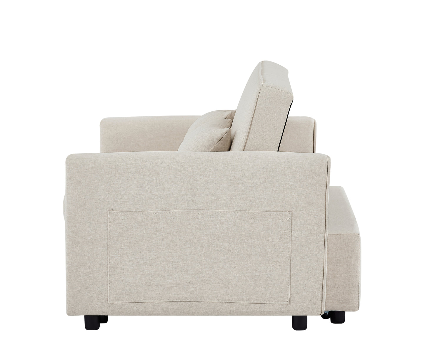 Modern Linen Loveseat Sleeper Sofa with Adjustable Backrest & Pull-Out Bed with 2 Lumbar Pillows