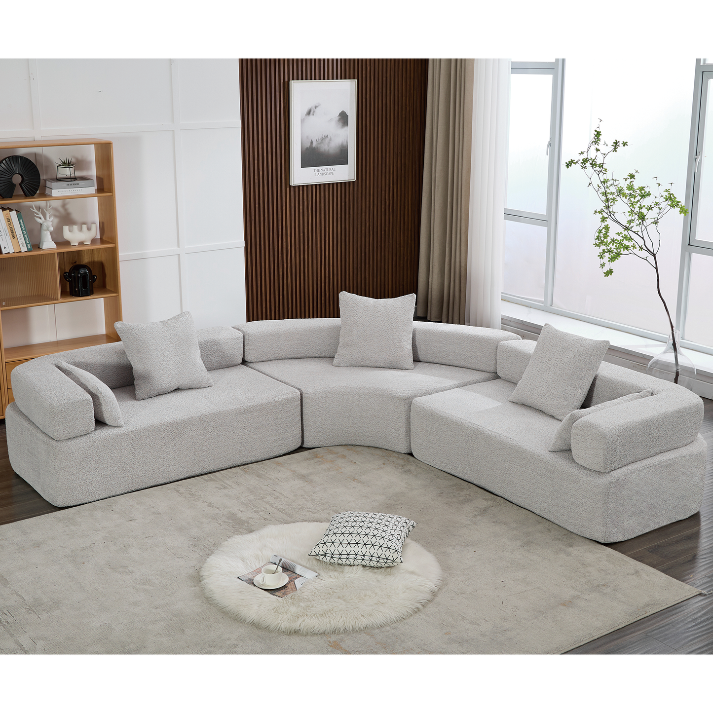 Oversized Semicircular Modular Sofa, Grey