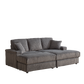 Corduroy 3-Seater Gray Sofa with Ottoman, Storage, & Cup Holders