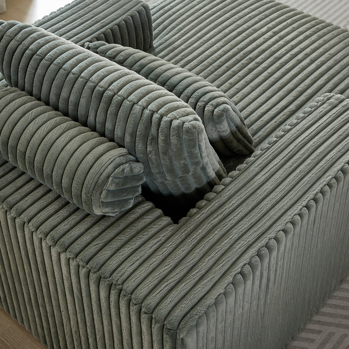 Corduroy Lounge Chair – Fluffy Modern Sleeper, No Assembly Needed