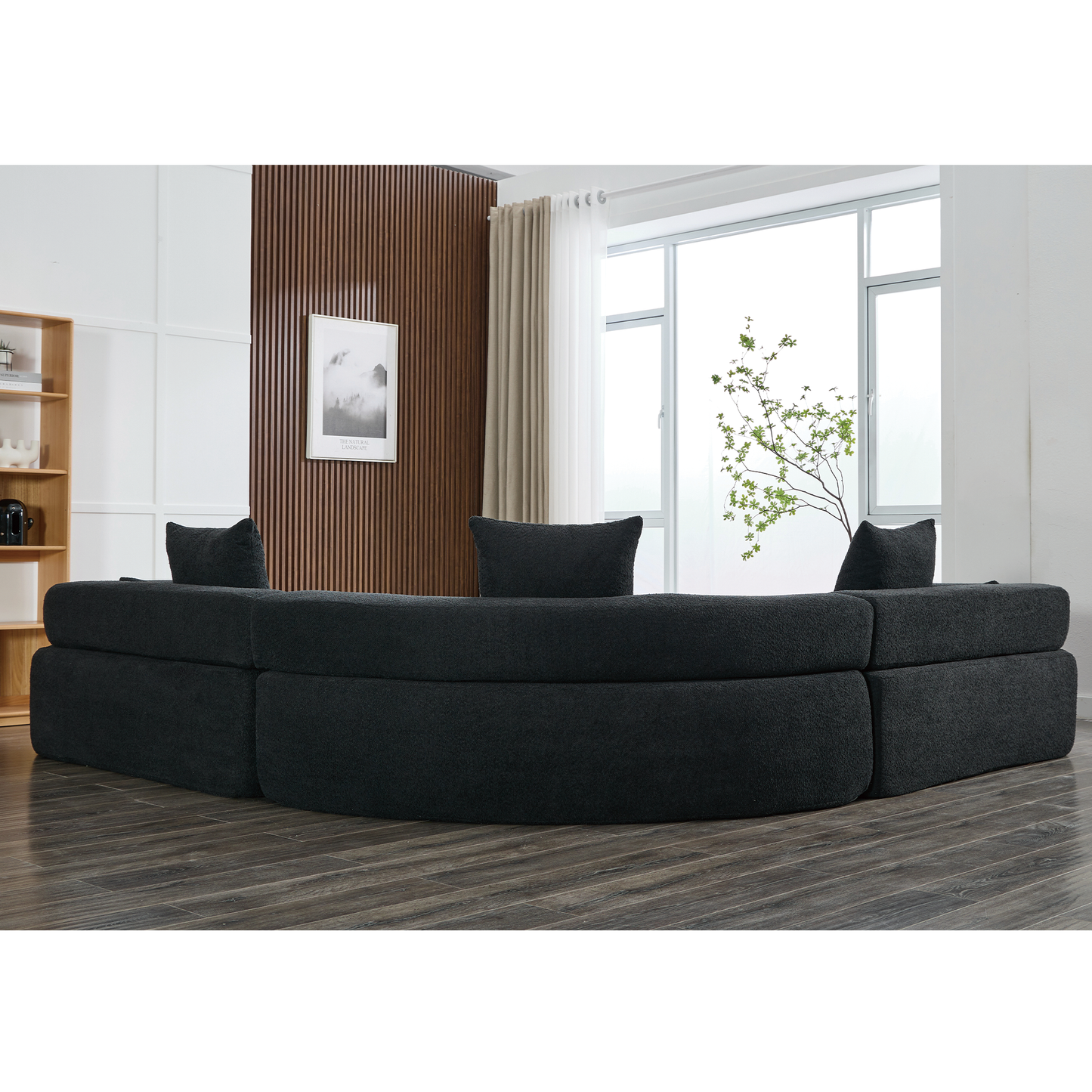 Oversized Semicircular Modular Sofa, Black