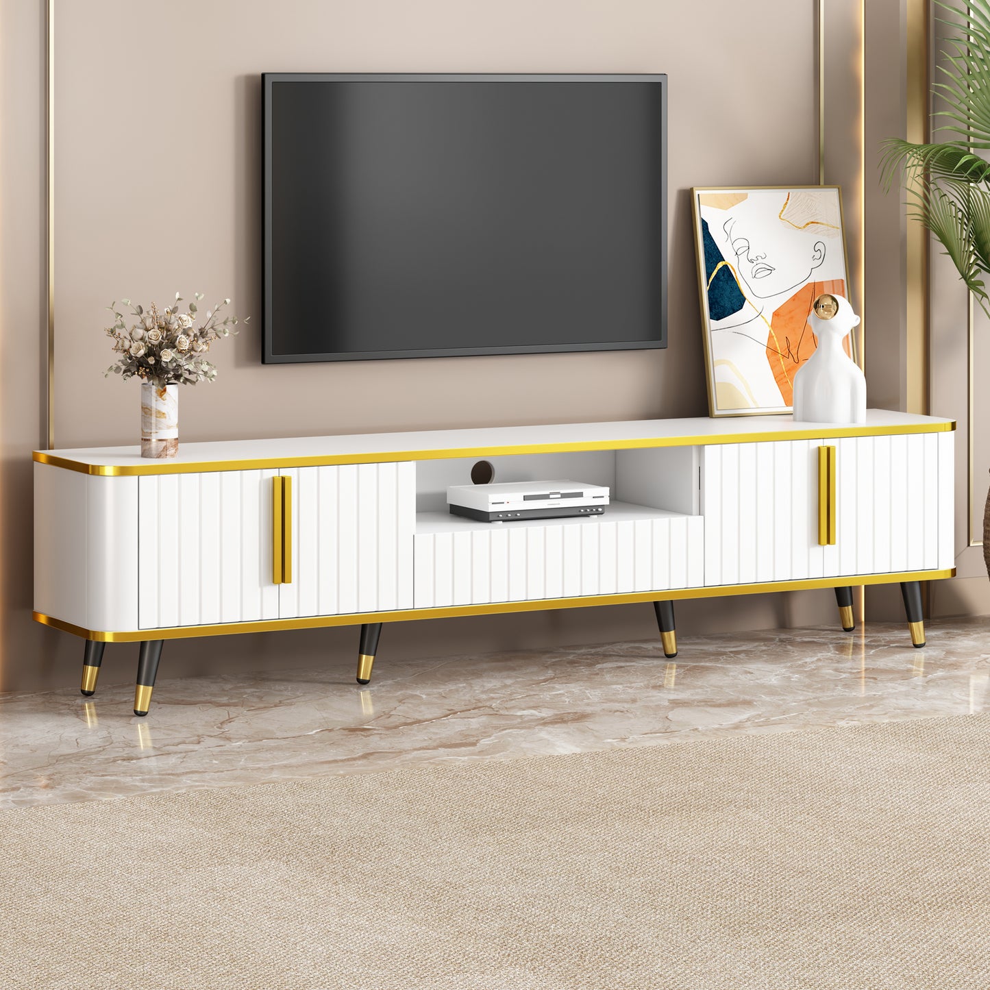 Minimalist TV Stand with Cabinets, for Up to 85" TV's