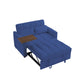 Blu Velvet Loveseat Sleeper Sofa Bed with Side Table