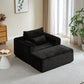 Corduroy Lounge Chair & Footrest – Fluffy Sleeper Sofa for Modern Comfort, Black