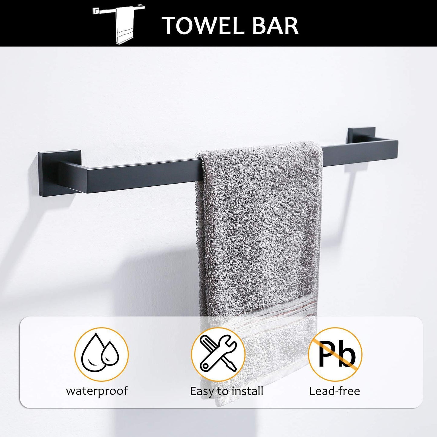 5 Pieces Bathroom Hardware Accessories Set Towel Bar Set Wall Mounted,Stainless Steel