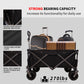 Folding Wagon, Heavy Duty Utility Beach Wagon Cart for Sand with Big Wheels, Adjustable Handle&Drink Holders for Shopping, Camping,Garden and Outdoor