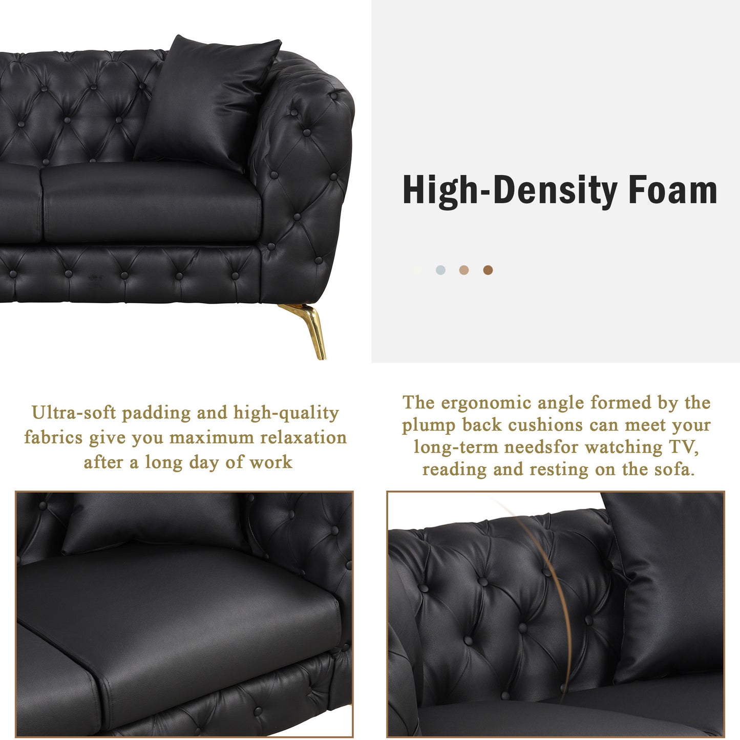 Black Tufted 3 Seater Sofa Sofa