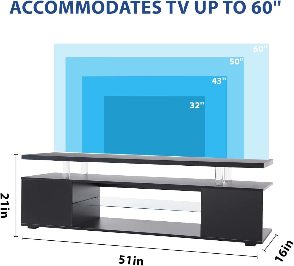 TV Stand for 65 Inch TV LED Gaming Entertainment Center Media Storage Console Table with Large Side Cabinet for Living Room( Black)