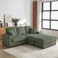 Corduroy 3-Seater Sofa With A Ottoman, 2 Storage  & Cup Holder