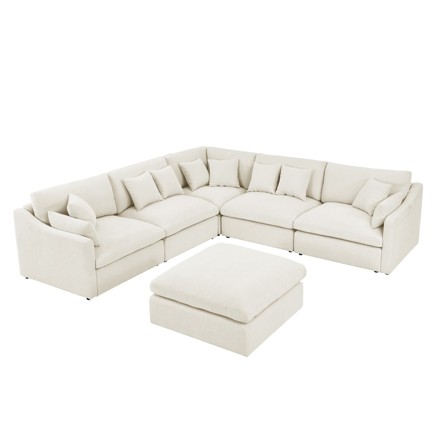 Modular L-Shaped Sectional Sofa- 6-Seats