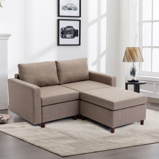 2-Seat Modular Sectional Sofa with Ottoman