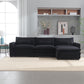 L Shape 3-seater Corduroy Couch with Ottoman, USB & Cup Holders