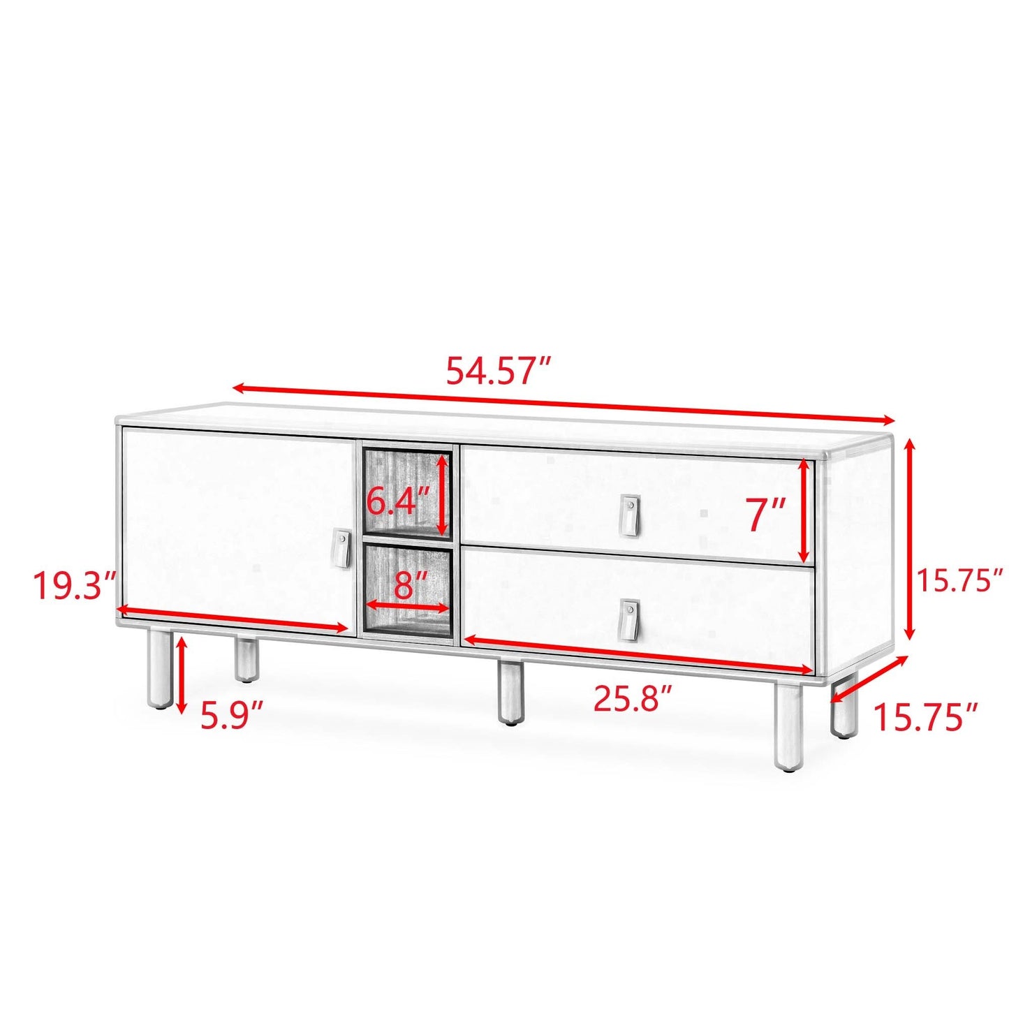 TV Stand with Cabinet, 2 Drawers, and Storage Door For up to 50" TV's