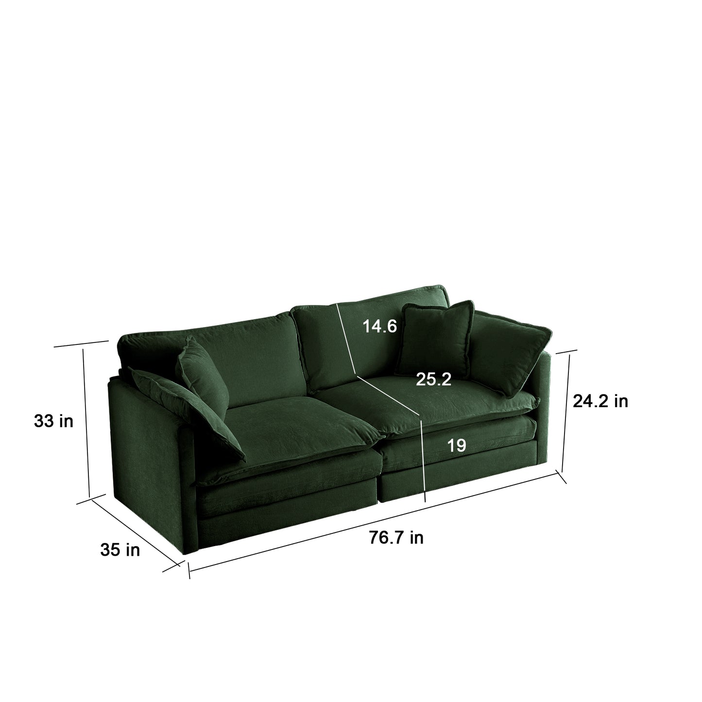 Modern Deep Seated Loveseat Sofa