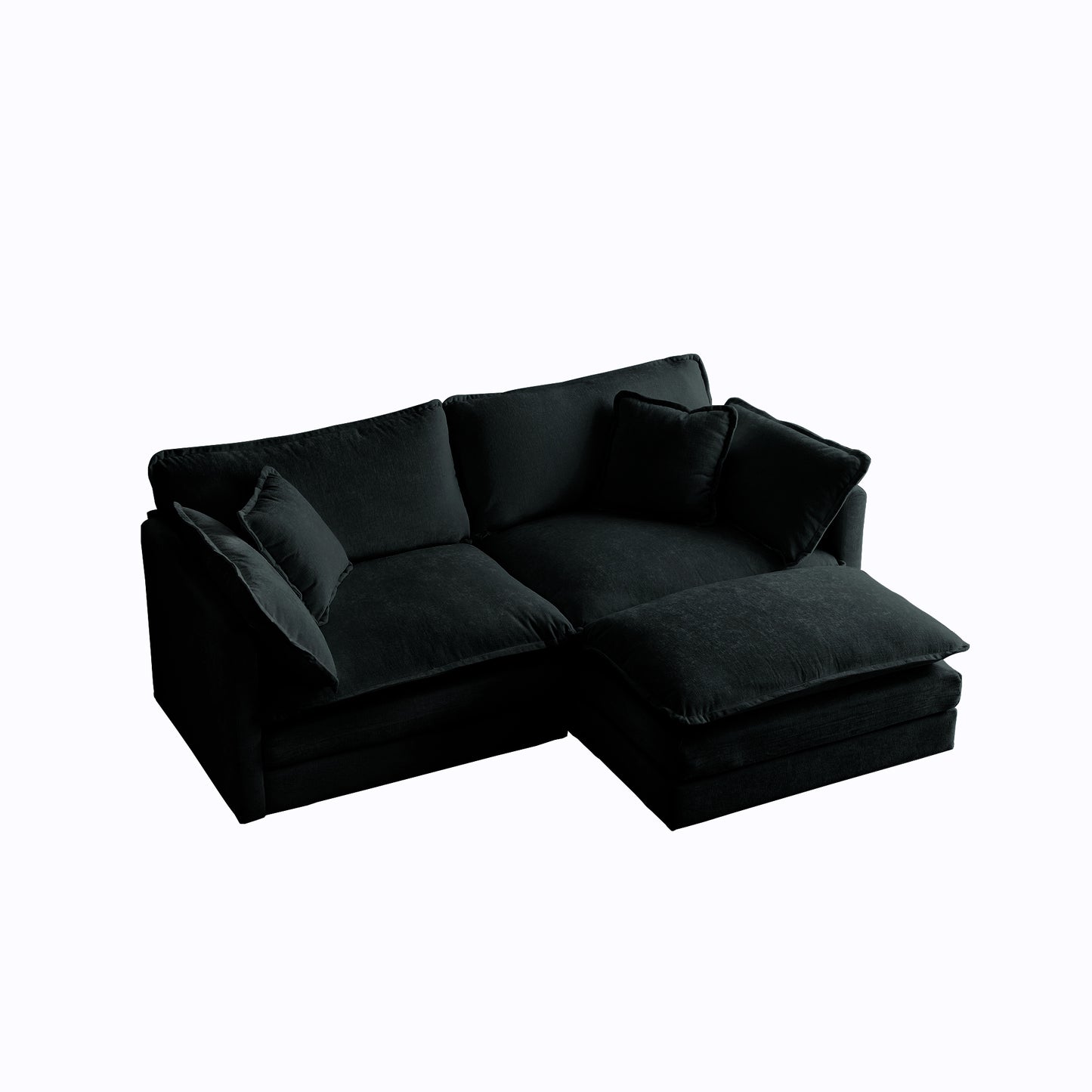 Chenille Fabric Two-Seater Sofa with 1 Footrest