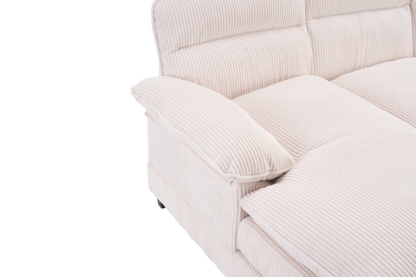 U-Shape Modular Corduroy Sofa - 2 Single Seats & 2 Chaises for Ultimate Comfort