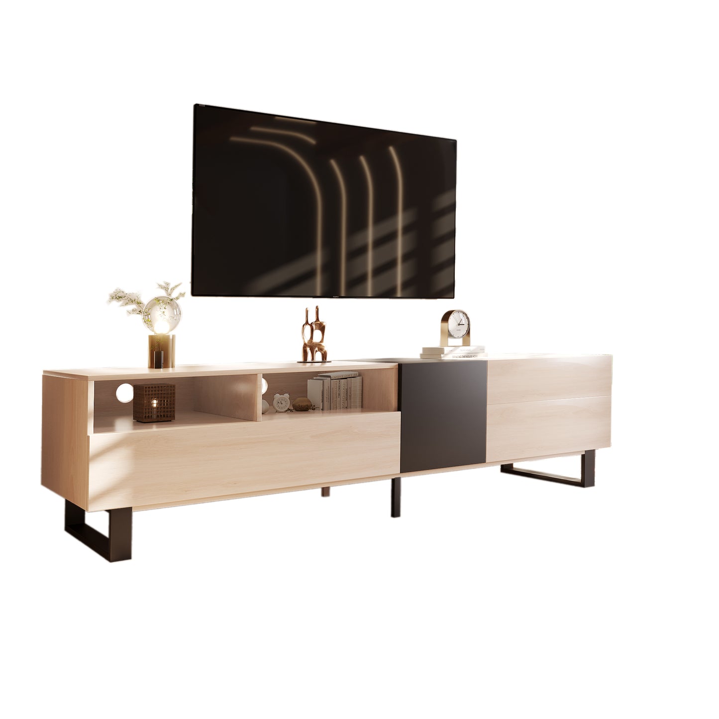 Modern TV Stand with Double Storage Space for up to 80'' TV's