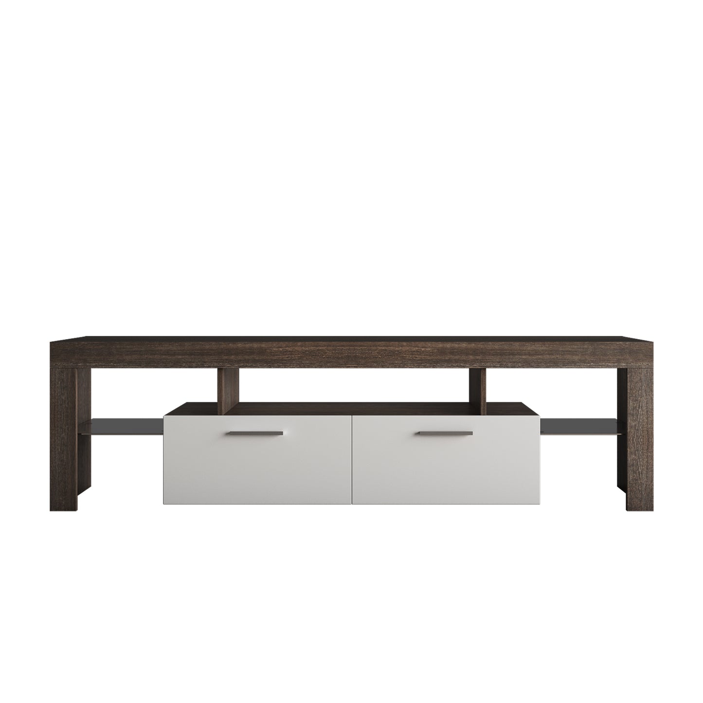 Modern TV Stand with LED Lights for up to 65" TV's with Tempered Glass Shelve