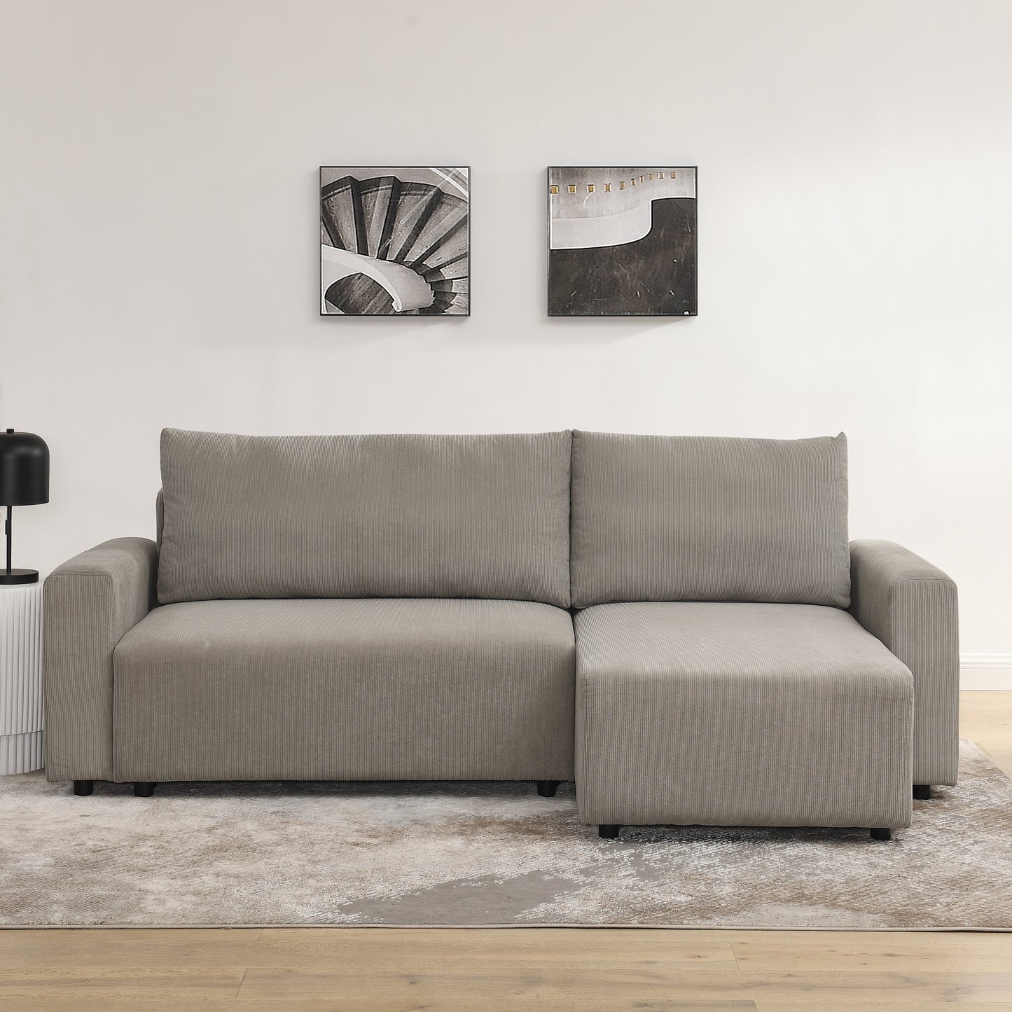 Modular 3 Seater Sofa Bed With Storage, Grey